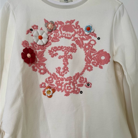 FENDI Fabulous sweatshirt with unique snap on flowers, zipper shoulder, size M - Picture 7 of 16